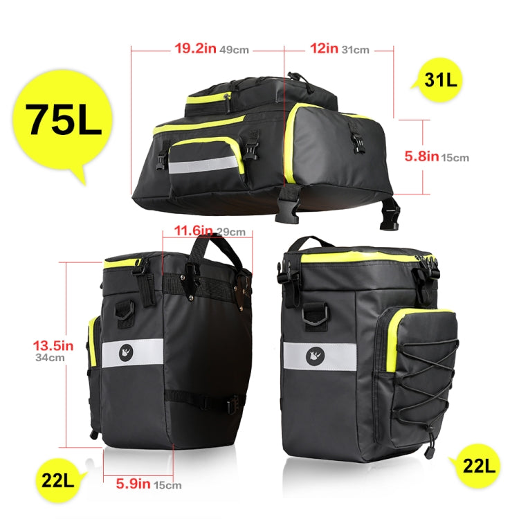 Rhinowalk Three-in-one Multifunctional Bicycle Rear Shelf Pannier Waterproof Long-distance Equipment(Black Green) - HoMEdemic™ 