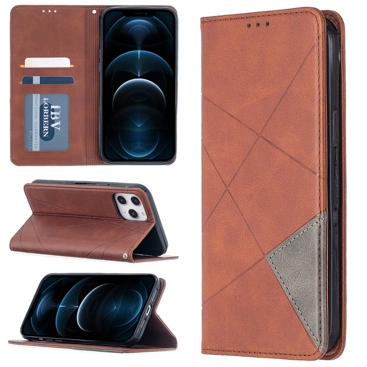 Rhombus Texture Horizontal Flip Magnetic Leather Case with Holder & Card Slots, For iPhone 12 Pro Max - HoMEdemic™ 