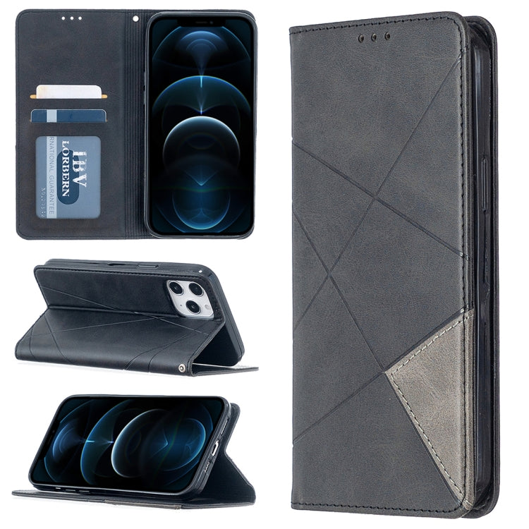 Rhombus Texture Horizontal Flip Magnetic Leather Case with Holder & Card Slots, For iPhone 12 Pro Max - HoMEdemic™ 