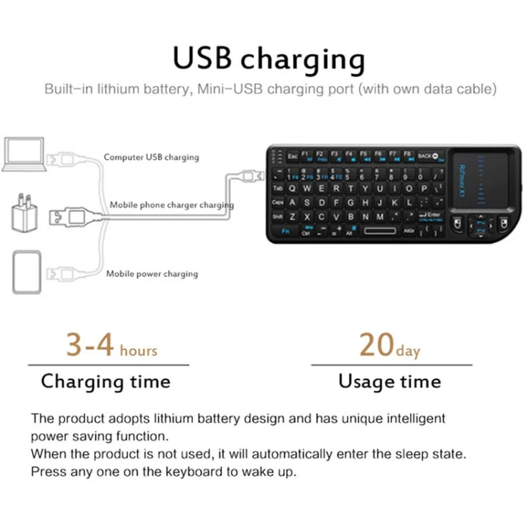Rii X1 2.4G Mini Classic Wireless Keyboard Keypad And Mouse All-In-One Kit(Black) - HoMEdemic™ 