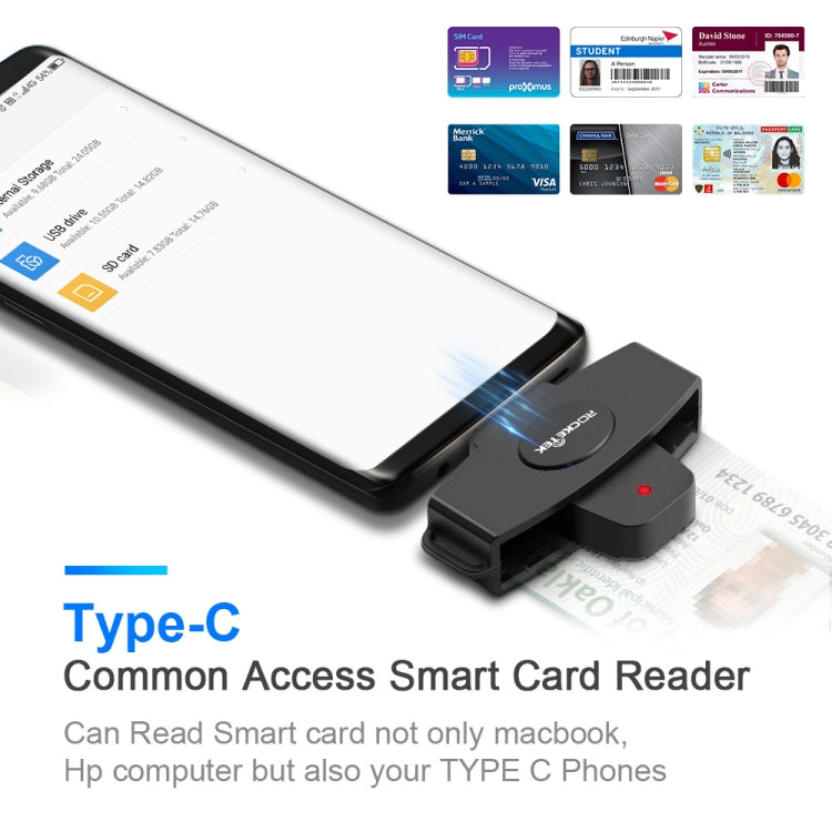Rocketek CSCR3 Smart CAC Card Reader Type-c Bank Tax Declaration SIM Card/IC Card ID Card Reader(Black) - HoMEdemic™ 