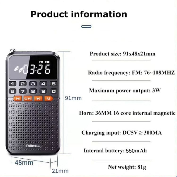 Rolton T1 Portable Radio Receiver Old People Singing Opera Player Mini Stereo Walkman(White) - HoMEdemic™ 
