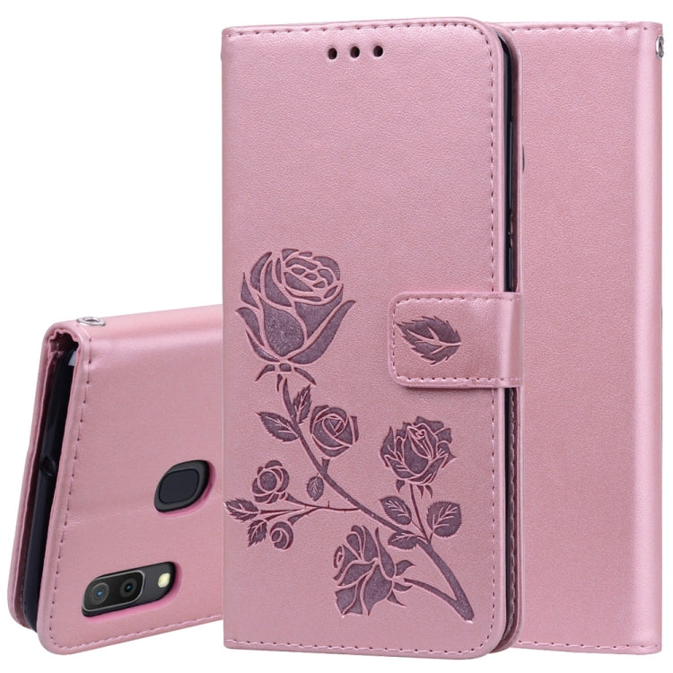 Rose Embossed Horizontal Flip PU Leather Case for Galaxy A30 / A20, with Holder & Card Slots & Wallet, For Samsung Galaxy A30 / A20 - HoMEdemic™ 