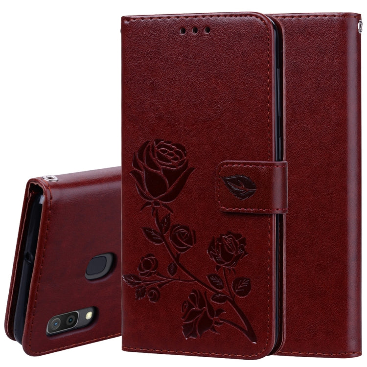 Rose Embossed Horizontal Flip PU Leather Case for Galaxy A30 / A20, with Holder & Card Slots & Wallet, For Samsung Galaxy A30 / A20 - HoMEdemic™ 