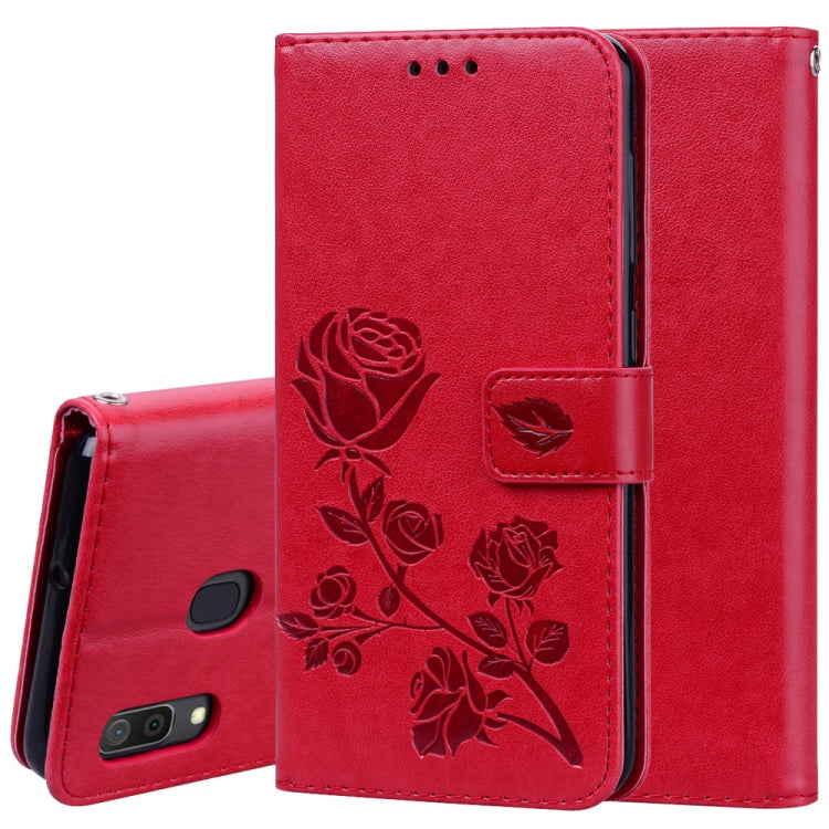 Rose Embossed Horizontal Flip PU Leather Case for Galaxy A30 / A20, with Holder & Card Slots & Wallet, For Samsung Galaxy A30 / A20 - HoMEdemic™