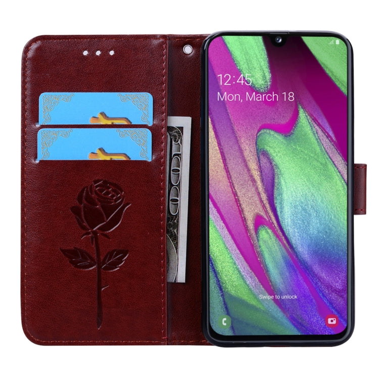 Rose Embossed Horizontal Flip PU Leather Case for Galaxy A40, with Holder & Card Slots & Wallet - HoMEdemic™ 