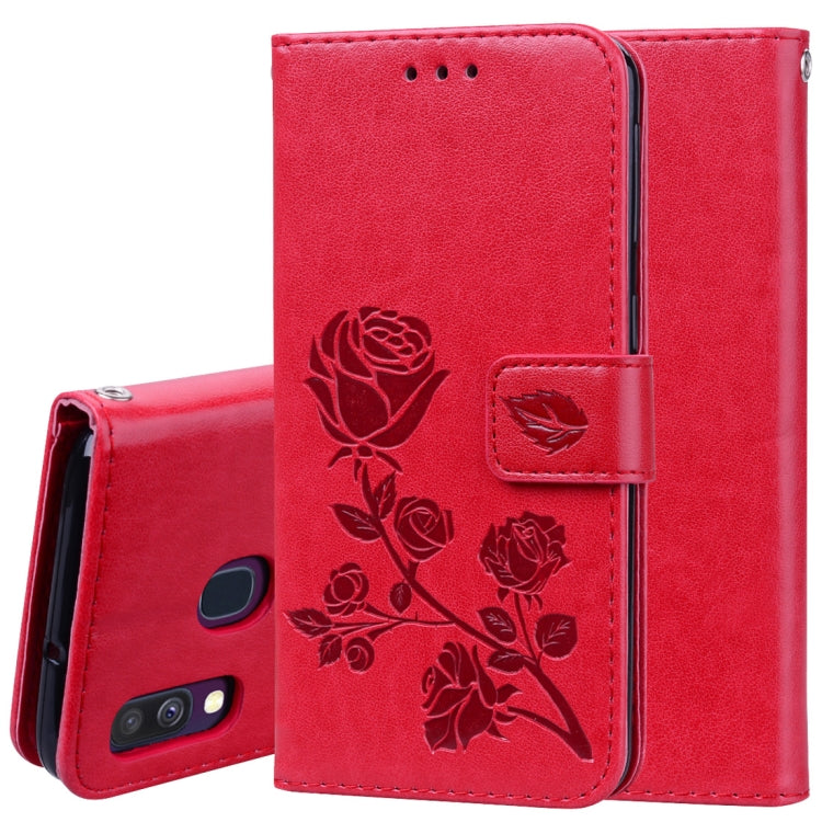 Rose Embossed Horizontal Flip PU Leather Case for Galaxy A40, with Holder & Card Slots & Wallet - HoMEdemic™ 