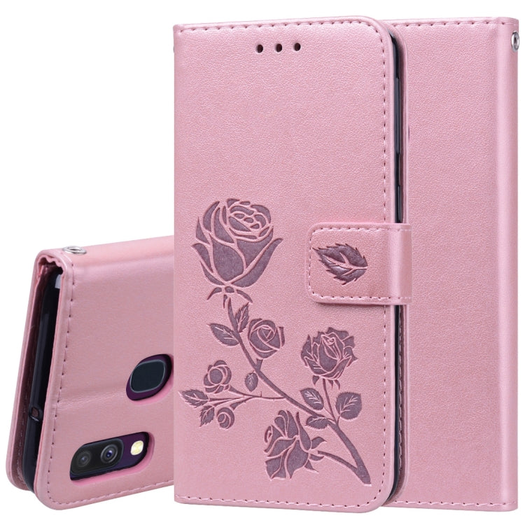 Rose Embossed Horizontal Flip PU Leather Case for Galaxy A40, with Holder & Card Slots & Wallet - HoMEdemic™ 