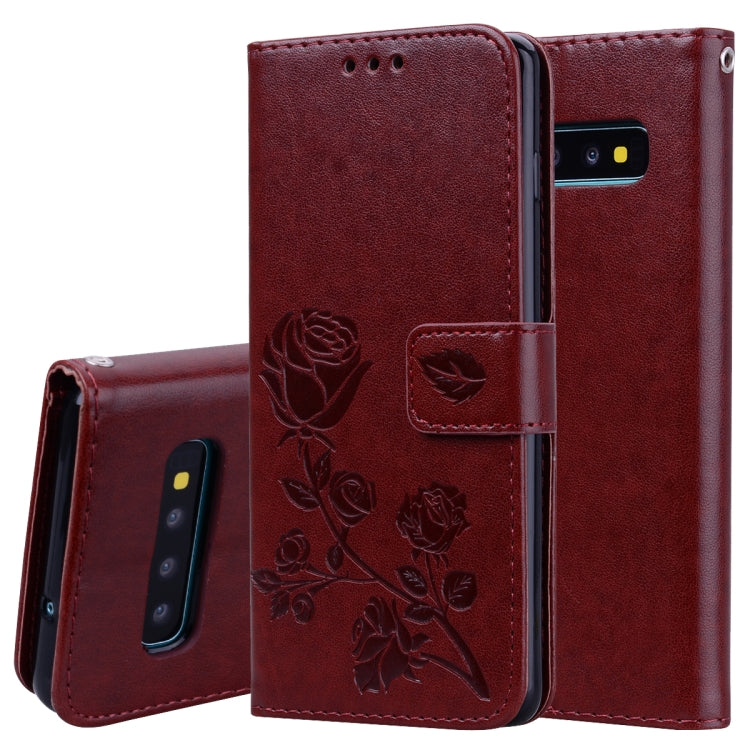 Rose Embossed Horizontal Flip PU Leather Case for Galaxy S10, with Holder & Card Slots & Wallet, For Samsung Galaxy S10 - HoMEdemic™ 
