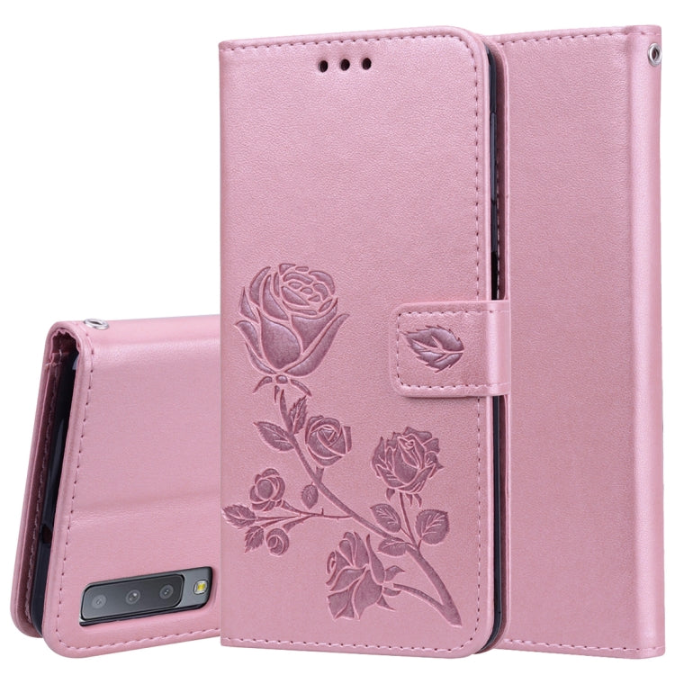 Rose Embossed Horizontal Flip PU Leather Case for Samsung Galaxy A7 (2018) , with Holder & Card Slots & Wallet - HoMEdemic™ 