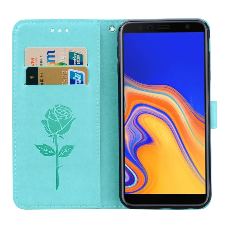 Rose Embossed Horizontal Flip PU Leather Case for Samsung Galaxy J4 Plus, with Holder & Card Slots & Wallet - HoMEdemic™ 