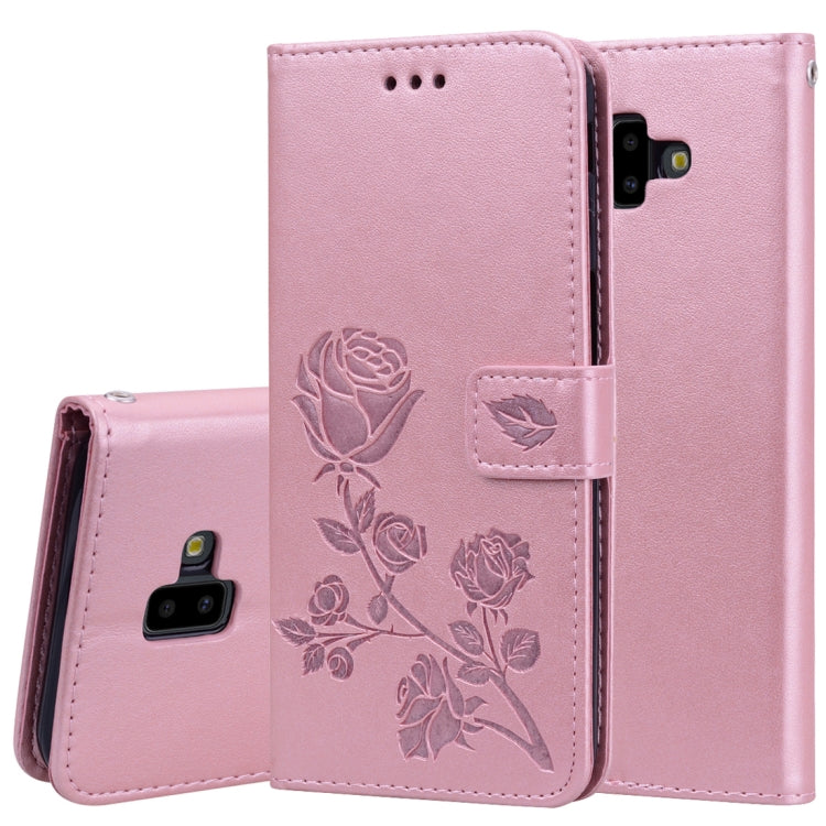 Rose Embossed Horizontal Flip PU Leather Case for Samsung Galaxy J6 Plus, with Holder & Card Slots & Wallet - HoMEdemic™ 