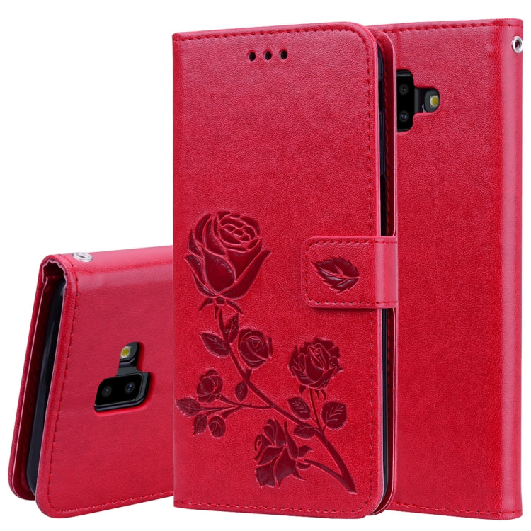 Rose Embossed Horizontal Flip PU Leather Case for Samsung Galaxy J6 Plus, with Holder & Card Slots & Wallet - HoMEdemic™ 