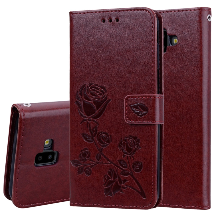 Rose Embossed Horizontal Flip PU Leather Case for Samsung Galaxy J6 Plus, with Holder & Card Slots & Wallet - HoMEdemic™ 