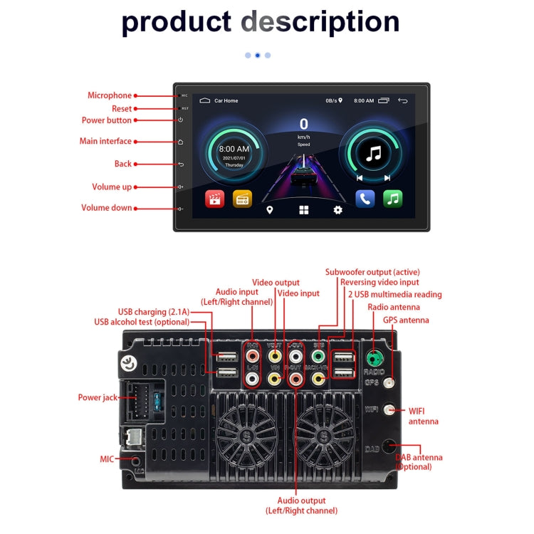 S-072A 7 inch IPS Screen Car Android Player GPS Navigation Bluetooth Touch Radio, Support Mirror Link & FM & WIFI & Steering Wheel Control, S-072A - HoMEdemic™ 