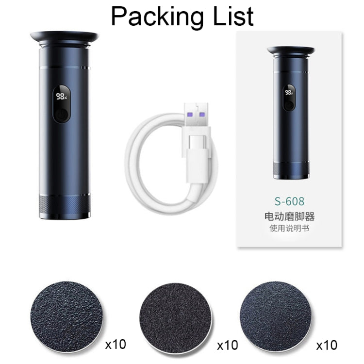 S-608 Smart Digital Display USB Charging Foot Grinder Exfoliating Electric Pedicure(Blue) - HoMEdemic™ 