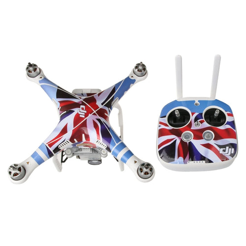 UK Flag Pattern 4D Imitation Carbon Fiber PVC Water Resistance Sticker Kit for DJI Phantom 3 Quadcopter & Remote Controller & Battery - HoMEdemic™ 