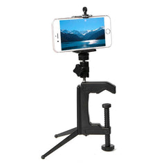 Desktop Fixed Clamp Holder Mount with Tripod Adapter for GoPro, Insta360, DJI and Other Action Cameras, Clamp Size: 1 - 6 cm, Table Clamp - HoMEdemic™ 