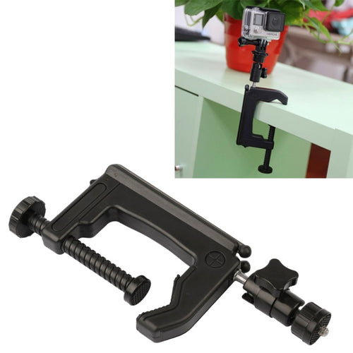 Desktop Fixed Clamp Holder Mount with Tripod Adapter for GoPro Hero12 Black / Hero11 /10 /9 /8 /7 /6 /5, Insta360 Ace / Ace Pro, DJI Osmo Action 4 and Other Action Cameras, Clamp Size: 1 - 6 cm - HoMEdemic™ 