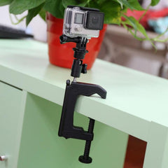 Desktop Fixed Clamp Holder Mount with Tripod Adapter for GoPro, Insta360, DJI and Other Action Cameras, Clamp Size: 1 - 6 cm, Table Clamp - HoMEdemic™ 