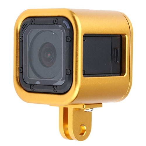 Housing Shell CNC Aluminum Alloy Protective Cage with Insurance Back Cover for GoPro HERO5 Session /HERO4 Session /HERO Session(Gold) - HoMEdemic™ 