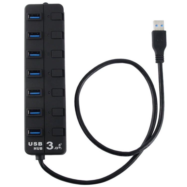 7 Ports USB 3.0 Hub with Individual Switches for each Data Transfer Ports, 7 Ports (Black) - HoMEdemic™ 