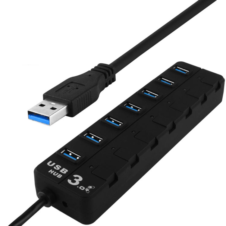 7 Ports USB 3.0 Hub with Individual Switches for each Data Transfer Ports, 7 Ports (Black) - HoMEdemic™ 