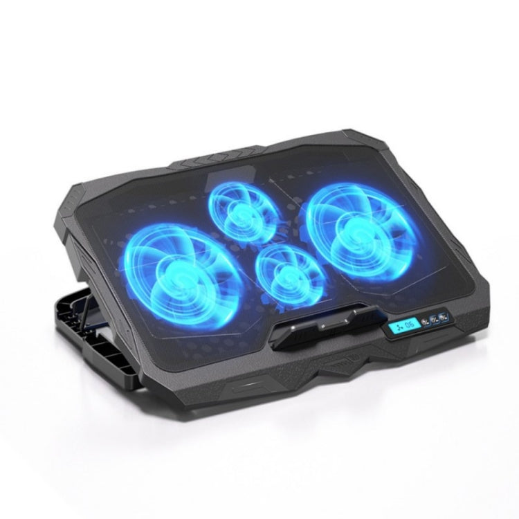 S18 Aluminum Four Fans Gaming Laptop Cooling Pad Foldable Holder with Wind Speed Display(Blue) - HoMEdemic™ 