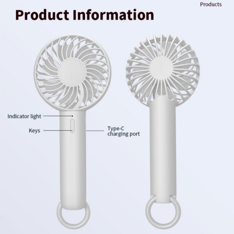 S3 3 Speed Low Noise Hanging Hole Desk Fan Portable Rechargeable Handheld Cooling Fan(White) - HoMEdemic™ 