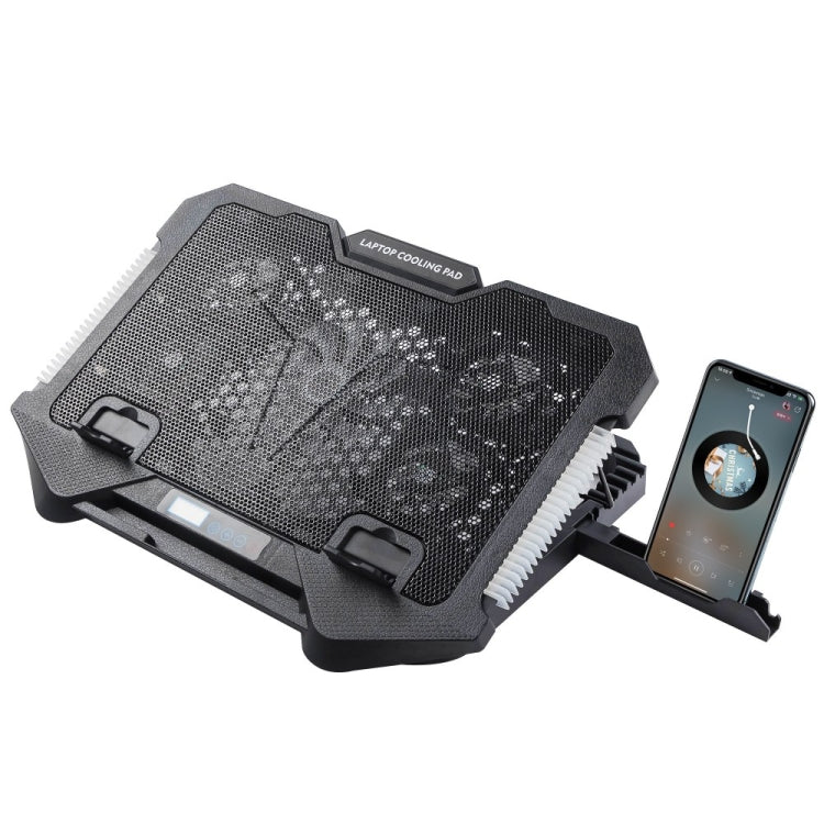 S500 Adjustable Height 5 Quiet Fans RGB Gaming Laptop Cooling Pad with Phone Holder - HoMEdemic™ 