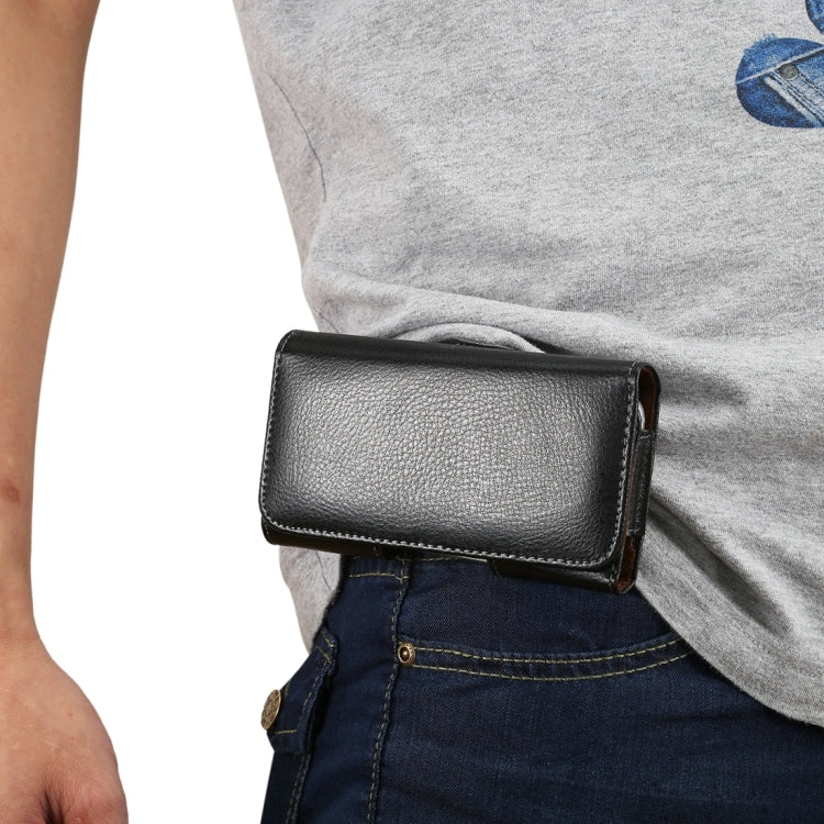 5.2 inch Litchi Texture Vertical Flip Thwartwise Genuine Leather Case / Waist Bag with Rotatable Back Splint for iPhone X  & Galaxy S7 & S6 Edge & S6 & S5, Sony Xperia Z5 & Z4 & Z3, Huawei P9 & P8, etc - HoMEdemic™ 