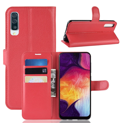 Litchi Texture Horizontal Flip Leather Case for Galaxy A50, with Wallet & Holder & Card Slots - HoMEdemic™ 