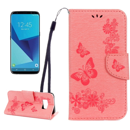 For Galaxy S8 Butterflies Embossing Horizontal Flip Leather Case with Holder & Card Slots & Wallet & Lanyard - HoMEdemic™ 