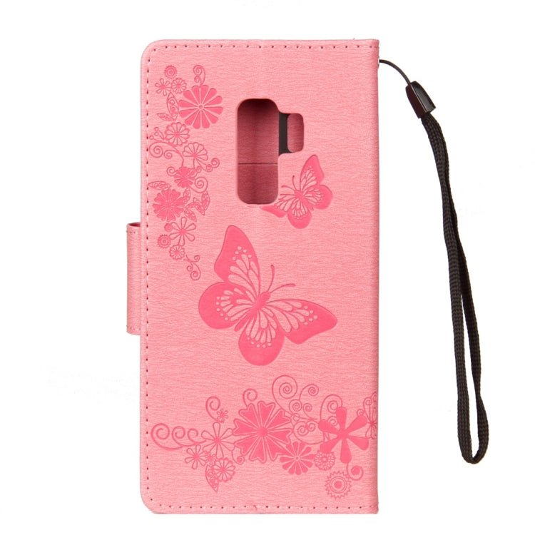 For Galaxy S9+ Vintage Embossed Floral Butterfly Pattern Horizontal Flip Leather Case with Card Slot & Holder & Wallet & Lanyard, For Galaxy S9+