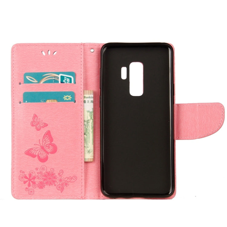 For Galaxy S9+ Vintage Embossed Floral Butterfly Pattern Horizontal Flip Leather Case with Card Slot & Holder & Wallet & Lanyard, For Galaxy S9+