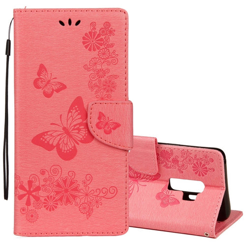 For Galaxy S9+ Vintage Embossed Floral Butterfly Pattern Horizontal Flip Leather Case with Card Slot & Holder & Wallet & Lanyard - HoMEdemic™ 