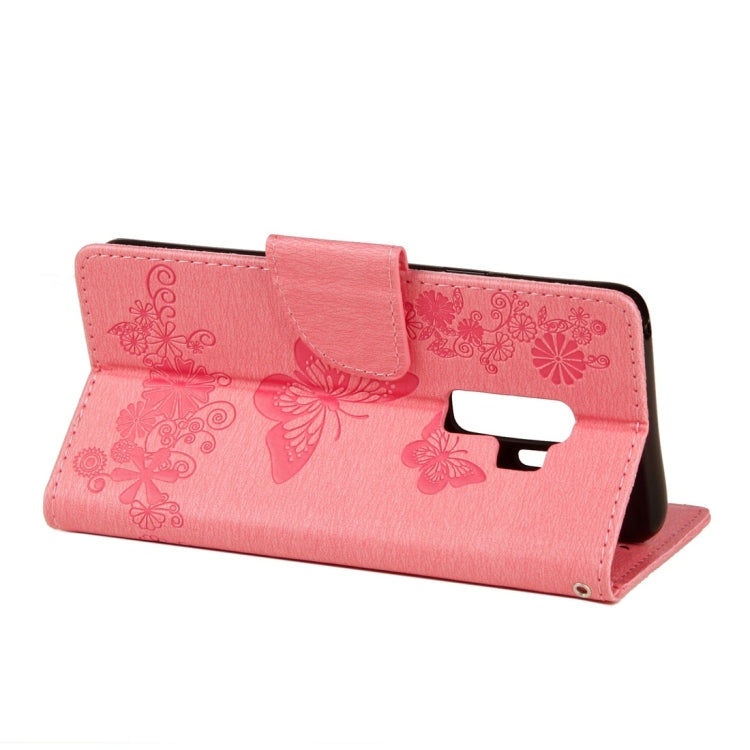 For Galaxy S9+ Vintage Embossed Floral Butterfly Pattern Horizontal Flip Leather Case with Card Slot & Holder & Wallet & Lanyard, For Galaxy S9+