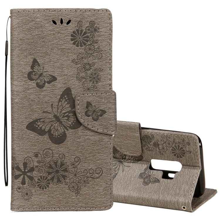 For Galaxy S9+ Vintage Embossed Floral Butterfly Pattern Horizontal Flip Leather Case with Card Slot & Holder & Wallet & Lanyard, For Galaxy S9+