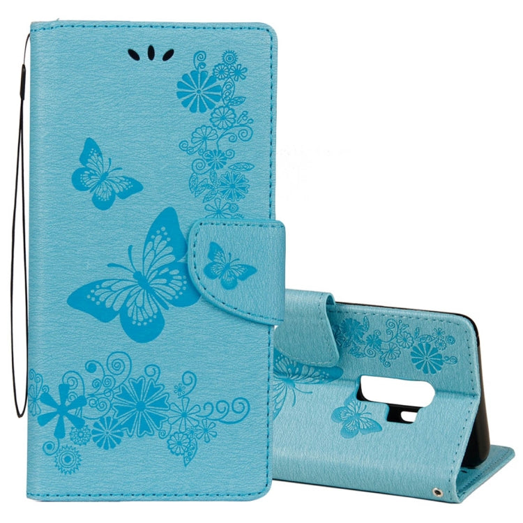 For Galaxy S9+ Vintage Embossed Floral Butterfly Pattern Horizontal Flip Leather Case with Card Slot & Holder & Wallet & Lanyard, For Galaxy S9+