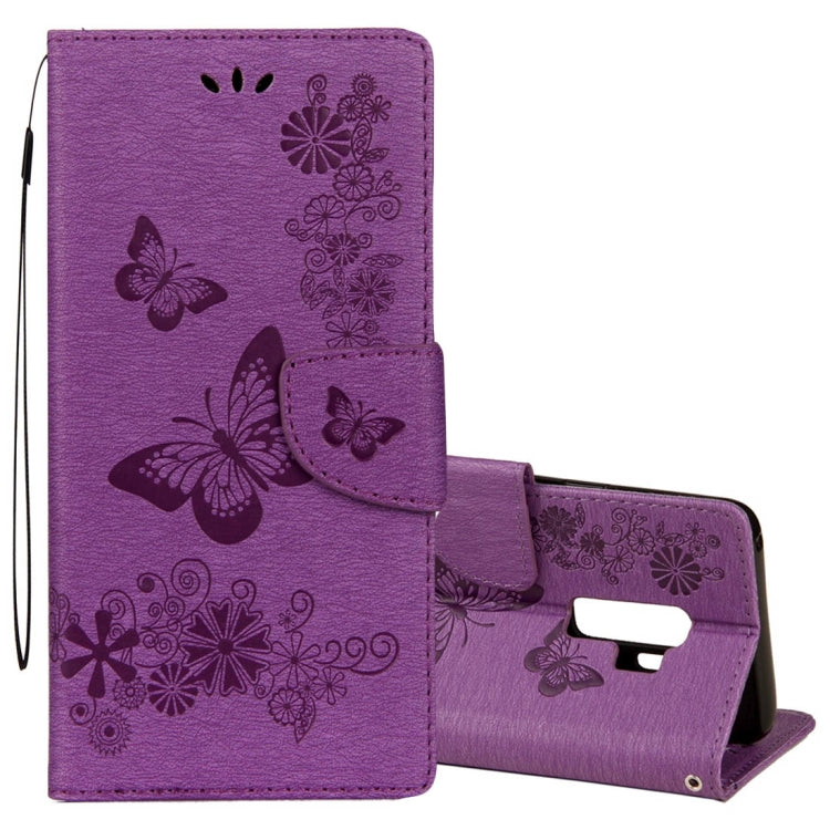 For Galaxy S9+ Vintage Embossed Floral Butterfly Pattern Horizontal Flip Leather Case with Card Slot & Holder & Wallet & Lanyard, For Galaxy S9+
