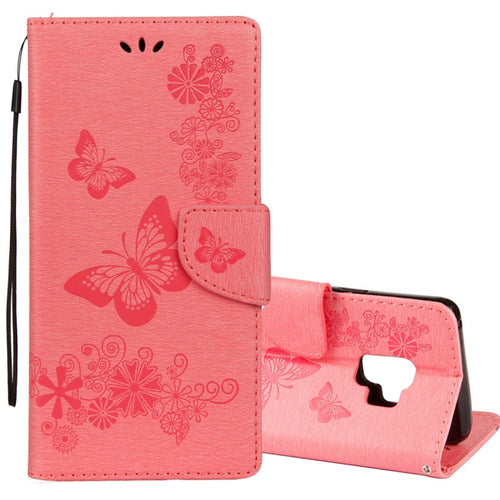 For Galaxy S9 Vintage Embossed Floral Butterfly Pattern Horizontal Flip Leather Case with Card Slot & Holder & Wallet & Lanyard - HoMEdemic™ 