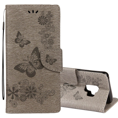 For Galaxy S9 Vintage Embossed Floral Butterfly Pattern Horizontal Flip Leather Case with Card Slot & Holder & Wallet & Lanyard - HoMEdemic™ 