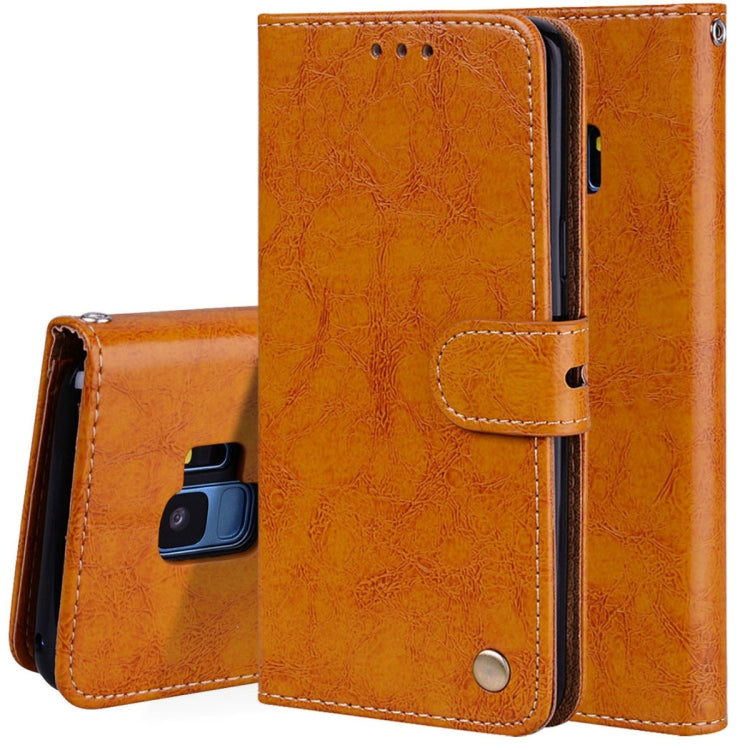 For Galaxy S9 Oil Wax Texture Horizontal Flip Leather Case with Holder & Card Slots & Wallet