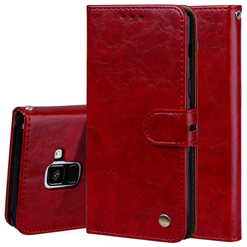 For Galaxy A8 (2018) Business Style Oil Wax Texture Horizontal Flip Leather Case with Holder & Card Slots & Wallet - HoMEdemic™ 