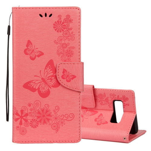 For Galaxy Note 8 Pressed Flowers Butterfly Pattern Horizontal Flip Leather Case with Holder & Card Slots & Wallet & Lanyard - HoMEdemic™ 