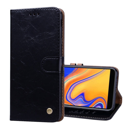 Business Style Oil Wax Texture Horizontal Flip Leather Case for Galaxy J4+, with Holder & Card Slots & Wallet - HoMEdemic™ 