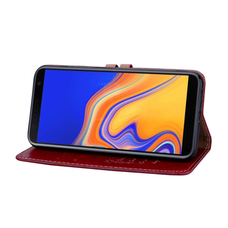 Business Style Oil Wax Texture Horizontal Flip Leather Case for Galaxy J4+, with Holder & Card Slots & Wallet