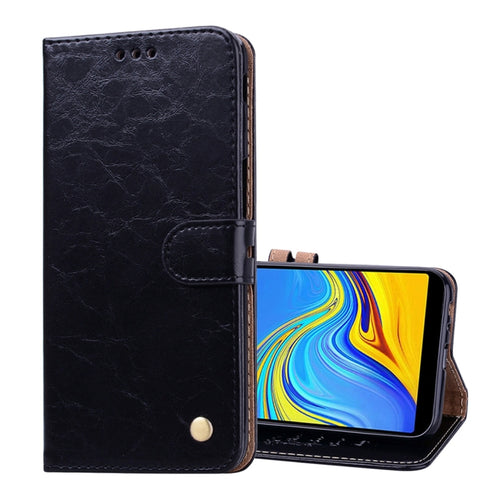 Business Style Oil Wax Texture Horizontal Flip Leather Case for Galaxy J6+, with Holder & Card Slots & Wallet - HoMEdemic™ 