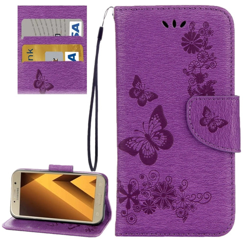 For Galaxy A5 (2017) / A520 Butterflies Embossing Horizontal Flip Leather Case with Holder & Card Slots & Wallet & Lanyard - HoMEdemic™ 