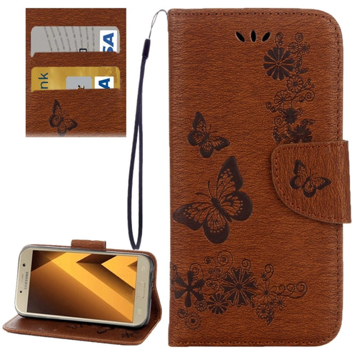 For Galaxy A5 (2017) / A520 Butterflies Embossing Horizontal Flip Leather Case with Holder & Card Slots & Wallet & Lanyard - HoMEdemic™ 